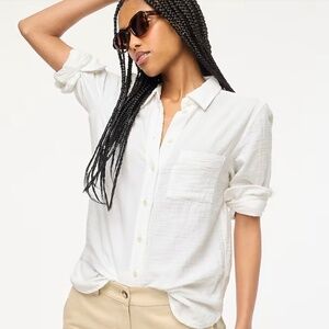 J. Crew Gauze button-up shirt, white, size S